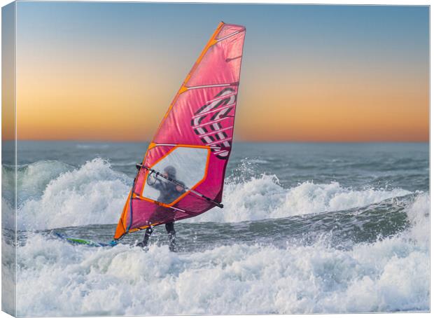 Windsurfing on Broad Haven Beach, Pembrokeshire. Canvas Print by Colin Allen