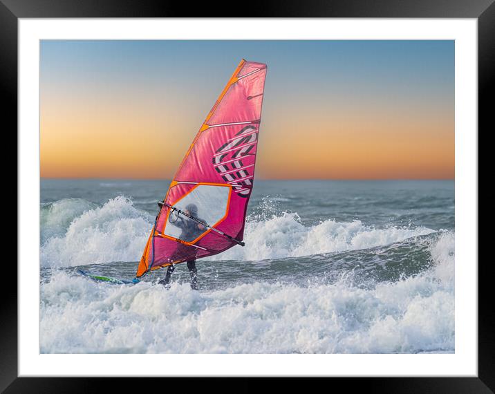 Windsurfing on Broad Haven Beach, Pembrokeshire. Framed Mounted Print by Colin Allen