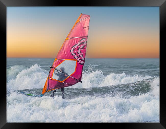Windsurfing on Broad Haven Beach, Pembrokeshire. Framed Print by Colin Allen