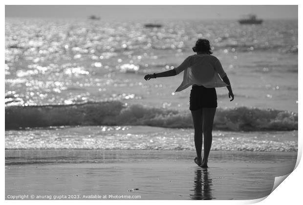 walk on the beach  Print by anurag gupta