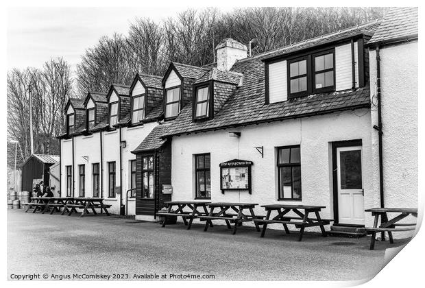 Applecross Inn on the Applecross Peninsula mono Print by Angus McComiskey