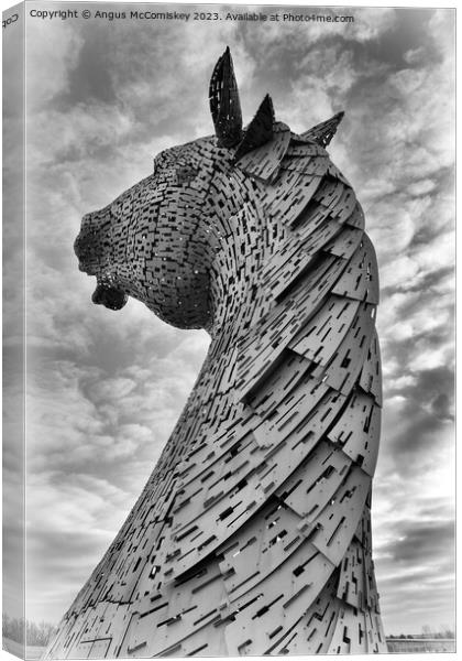 Kelpie standing proud black and white Canvas Print by Angus McComiskey