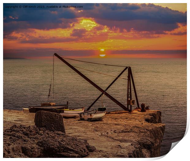 Clifftop sunset Print by Cliff Kinch