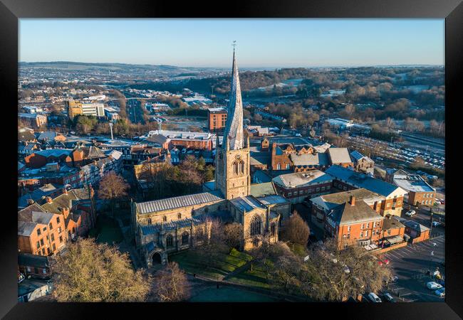 Chesterfield Crooked Spire Framed Print by Apollo Aerial Photography
