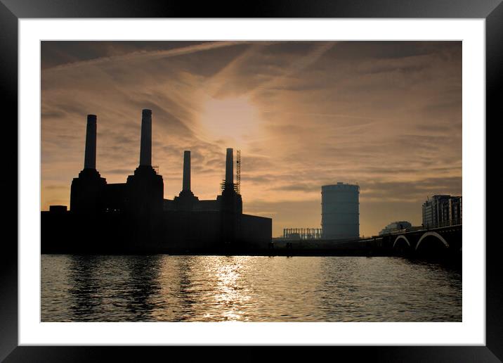 Iconic Silhouette of Battersea Power Station Framed Mounted Print by Andy Evans Photos