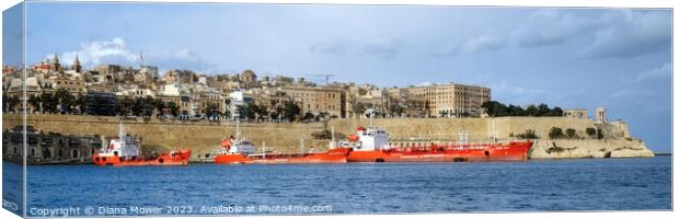 Valletta ancient town and grand harbour Malta Canvas Print by Diana Mower