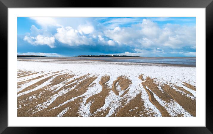 Sandbank Snowdrifts and Hilbre Island Framed Mounted Print by Liam Neon