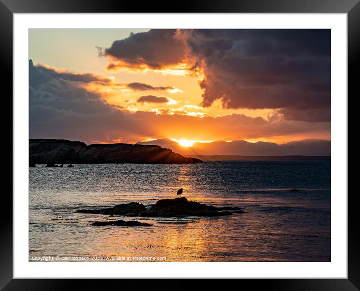 Sunrise from rhoscolyn Beach looking to Snowdonia Framed Mounted Print by Gail Johnson