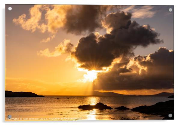 Sunrise from rhoscolyn Beach looking to Snowdonia Acrylic by Gail Johnson