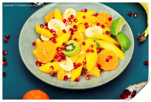 Fruit salad of citrus and berries. Print by Mykola Lunov Mykola