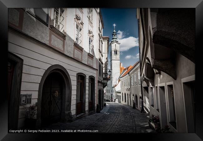 Street in old town of Steyr. Austria. Framed Print by Sergey Fedoskin