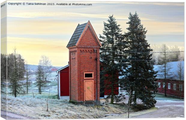 Old Transformer Building in Winter Canvas Print by Taina Sohlman