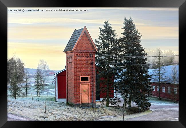Old Transformer Building in Winter Framed Print by Taina Sohlman