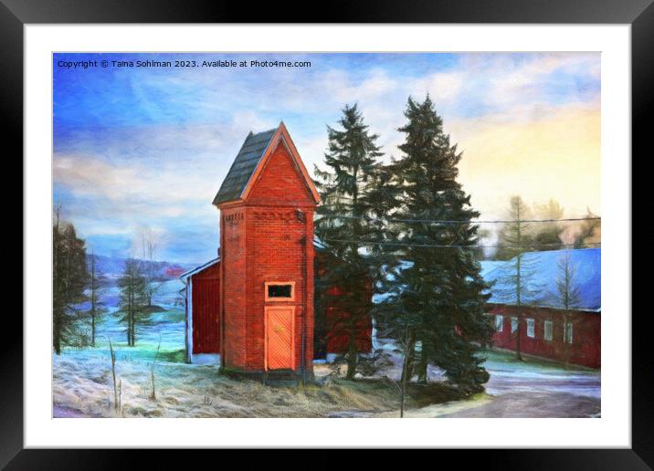 Old Transformer Building in Winter Digital Paintin Framed Mounted Print by Taina Sohlman