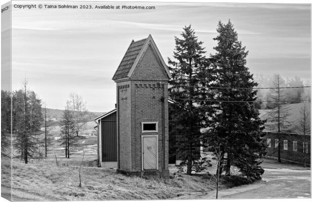 Old Transformer Building in Rural Finland Monochro Canvas Print by Taina Sohlman