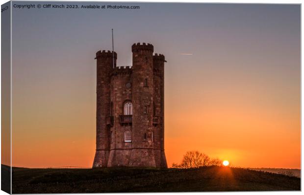 Broadway Tower at Sunset Canvas Print by Cliff Kinch