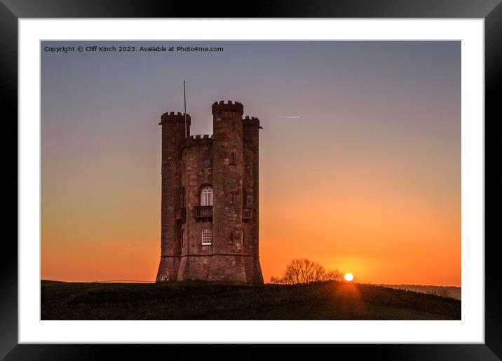 Broadway Tower at Sunset Framed Mounted Print by Cliff Kinch