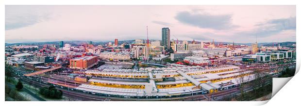 Sheffield Cityscape Sunrise Print by Apollo Aerial Photography