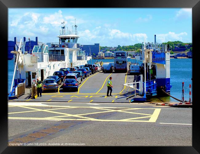 Car Ferry, Torpoint, Cornwall. Framed Print by john hill