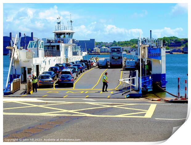 Car Ferry, Torpoint, Cornwall. Print by john hill