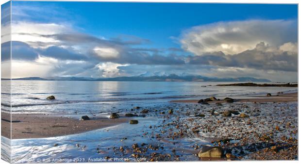 Arran from Seamill Beach Canvas Print by Ros Ambrose