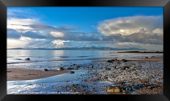 Arran from Seamill Beach Framed Print by Ros Ambrose