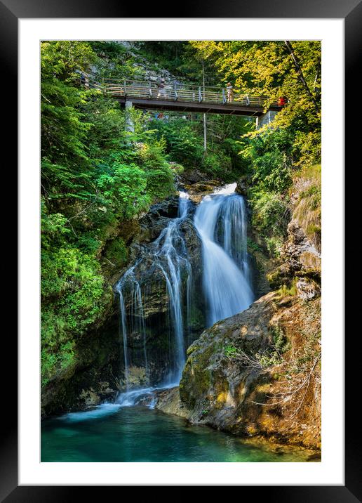 Sum Waterfall In Vintgar Gorge In Slovenia Framed Mounted Print by Artur Bogacki