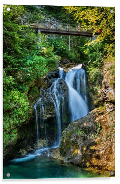 Sum Waterfall In Vintgar Gorge In Slovenia Acrylic by Artur Bogacki