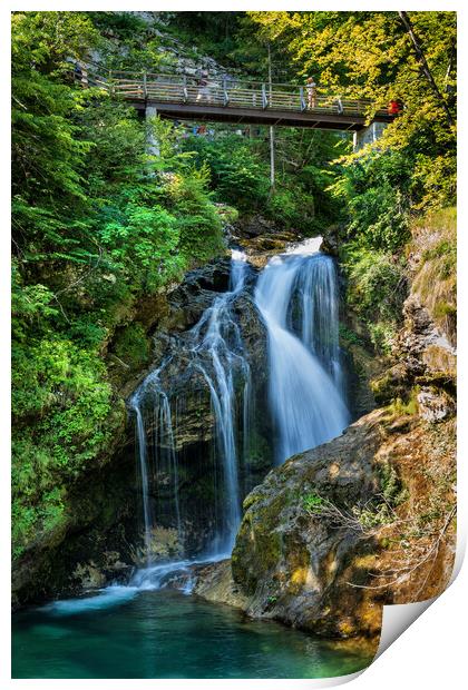 Sum Waterfall In Vintgar Gorge In Slovenia Print by Artur Bogacki