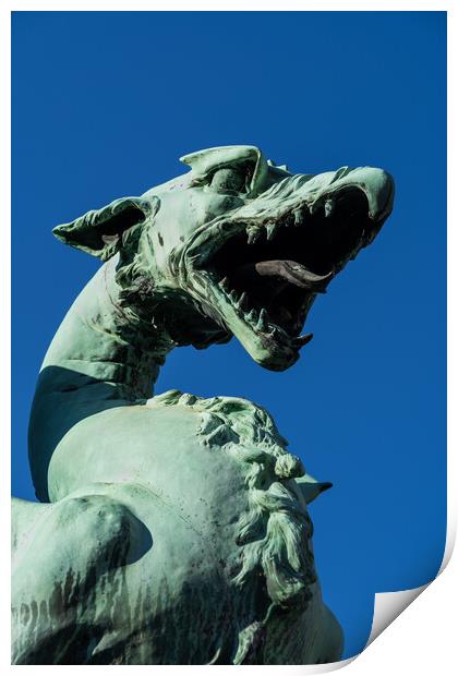 Dragon Statue In Ljubljana Print by Artur Bogacki