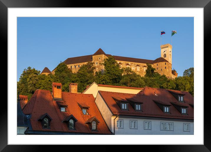 Ljubljana Castle At Sunset In Slovenia Framed Mounted Print by Artur Bogacki