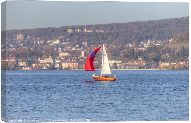 Sailing On Lake Zurich  Canvas Print by David Pyatt