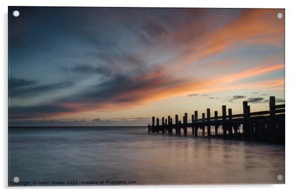 Fiery Sunrise Over Hopton Beach Acrylic by David Powley