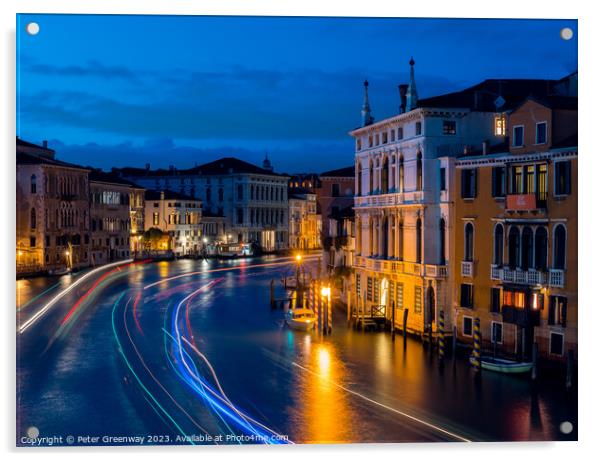 The Grand Canal In Venice At Dusk From Ponte dell'Accademia Acrylic by Peter Greenway