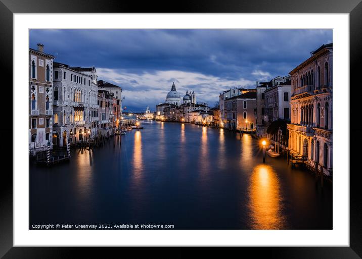 The Grand Canal In Venice At Dusk From Ponte dell'Accademia Framed Mounted Print by Peter Greenway
