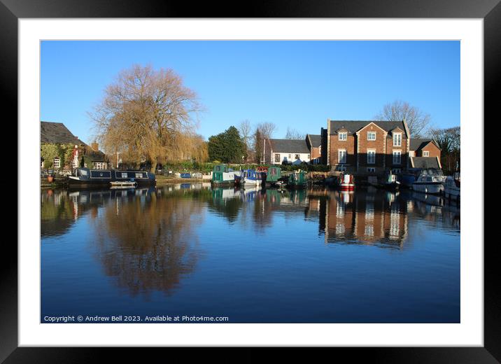 Tithe Barn canal basin Framed Mounted Print by Andrew Bell
