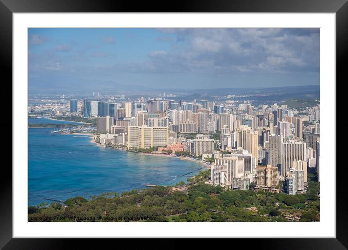 Waikiki from Diamond Head Framed Mounted Print by Jeff Whyte