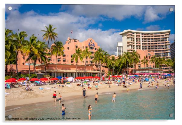 Royal Hawaiian Hotel Acrylic by Jeff Whyte