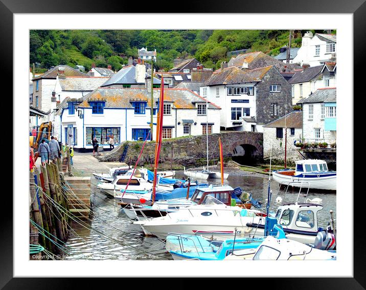 Harbour and town, Polperro, Cornwall. Framed Mounted Print by john hill