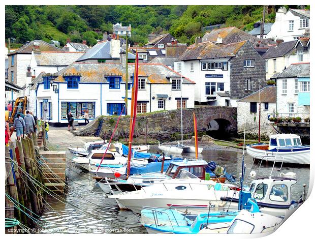 Harbour and town, Polperro, Cornwall. Print by john hill