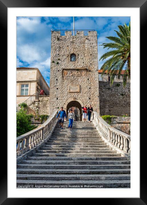 Land Gate and Revelin Tower, Korcula, Croatia Framed Mounted Print by Angus McComiskey