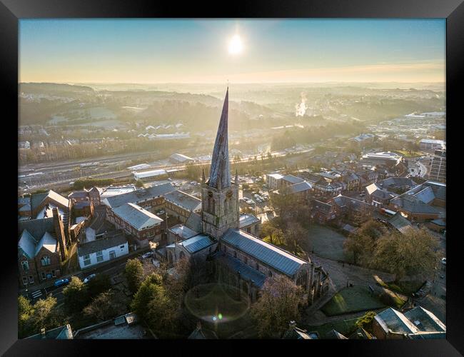 Chesterfield Crooked Spire Framed Print by Apollo Aerial Photography