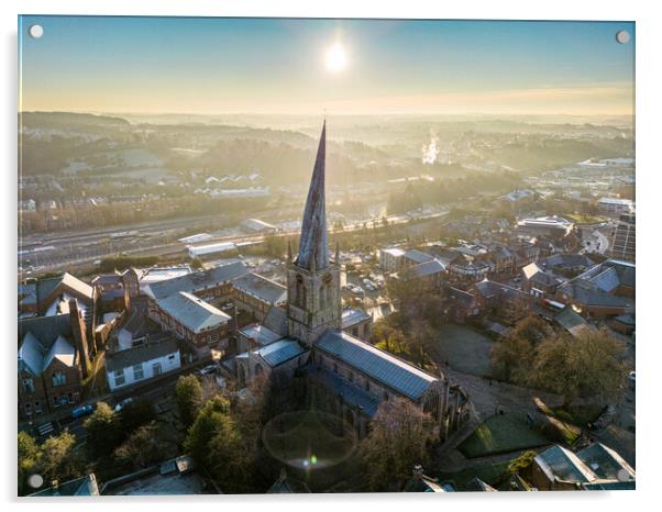 Chesterfield Crooked Spire Acrylic by Apollo Aerial Photography