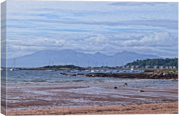Millport yachts and Arran mountains Canvas Print by Allan Durward Photography