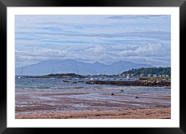 Millport yachts and Arran mountains Framed Mounted Print by Allan Durward Photography
