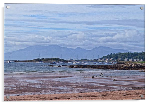 Millport yachts and Arran mountains Acrylic by Allan Durward Photography