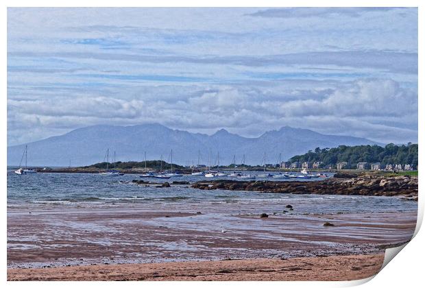 Millport yachts and Arran mountains Print by Allan Durward Photography