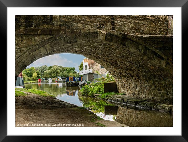 Oxford Canal bridge 206  Framed Mounted Print by Cliff Kinch