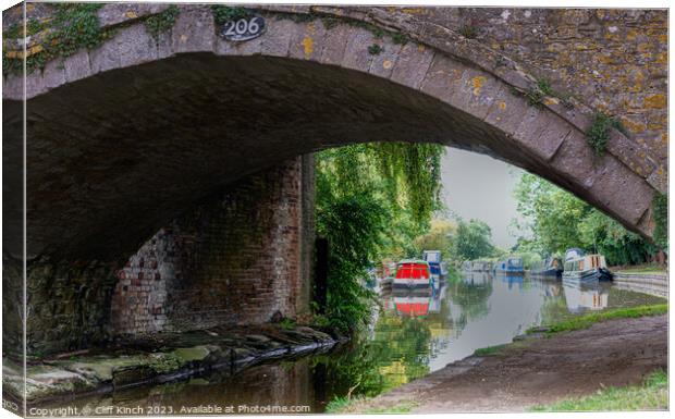 Oxford Canal bridge 206  Canvas Print by Cliff Kinch