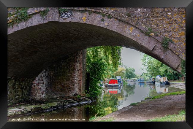 Oxford Canal bridge 206  Framed Print by Cliff Kinch